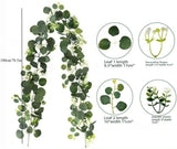 180cm Artificial Eucalyptus Garland with White Flowers for Home Festival Wall Hanging Garden Wedding Backdrop Arch Party Decor