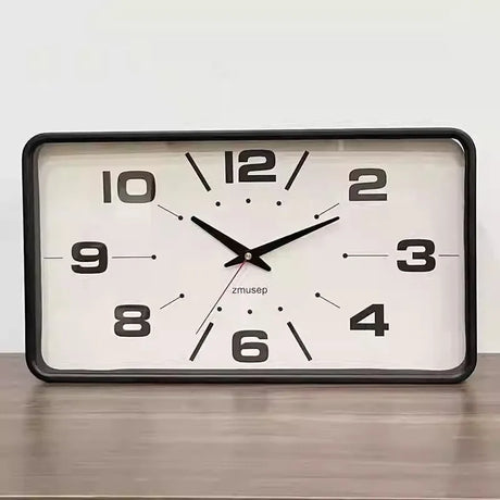Win Elegant Simple Modern Japanese Style Metal Wall Clock New Silent Rectangular Home and Office Clock for Living Room