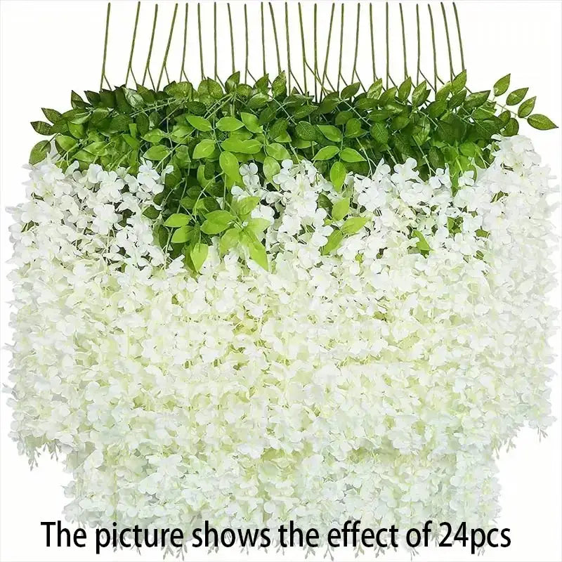 12pcs Wisteria Vine Artificial Flowers Wholesale Trailing Fake String for Home Wedding Party Decor Silk
