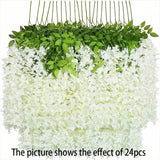 12pcs Wisteria Vine Artificial Flowers Wholesale Trailing Fake String for Home Wedding Party Decor Silk
