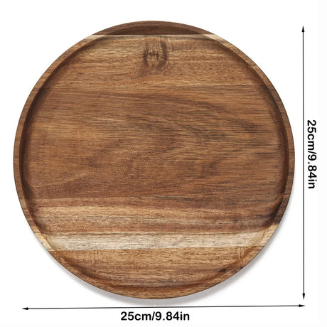 Decorative Tray Round Dinner Plate Wooden Large Wood Platte Dessert Pallet