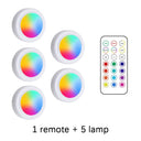 RGB LED Under Cabinet Lights with Remote Control Battery Powered Wireless Dimmable Night Lamp LED Lights for Home Wardrobe Light