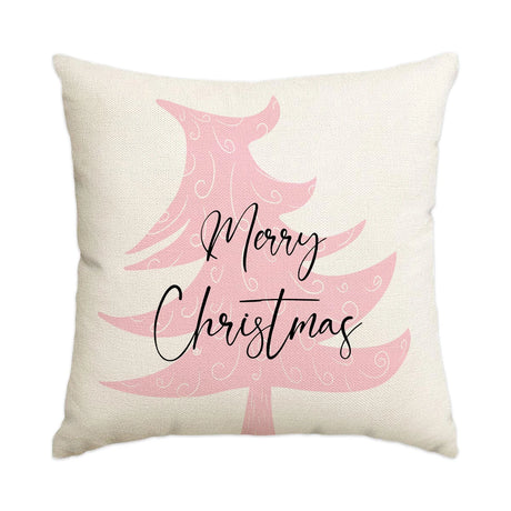 1/4pcs Christmas Pillow Cover, Pink Printed Cushion Cover, Farmhouse Decorative Sofa, Christmas Decoration (without Pillow Core)