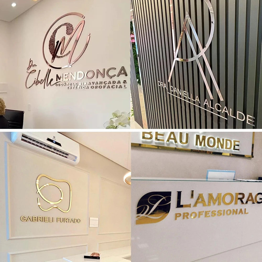 Custom Large Business Logo Sign Personalized Wall Mounted 3D Laser Cut Color Acrylic Wall Sign BeautySalon/Clinic Trademark Sign