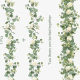 180cm Artificial Eucalyptus Garland with White Flowers for Home Festival Wall Hanging Garden Wedding Backdrop Arch Party Decor