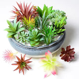 12pcs PVC Succulents Plants Green Faux Succulent Plant for Home Garden Small Bonsai Decor Flower Desktop Plants