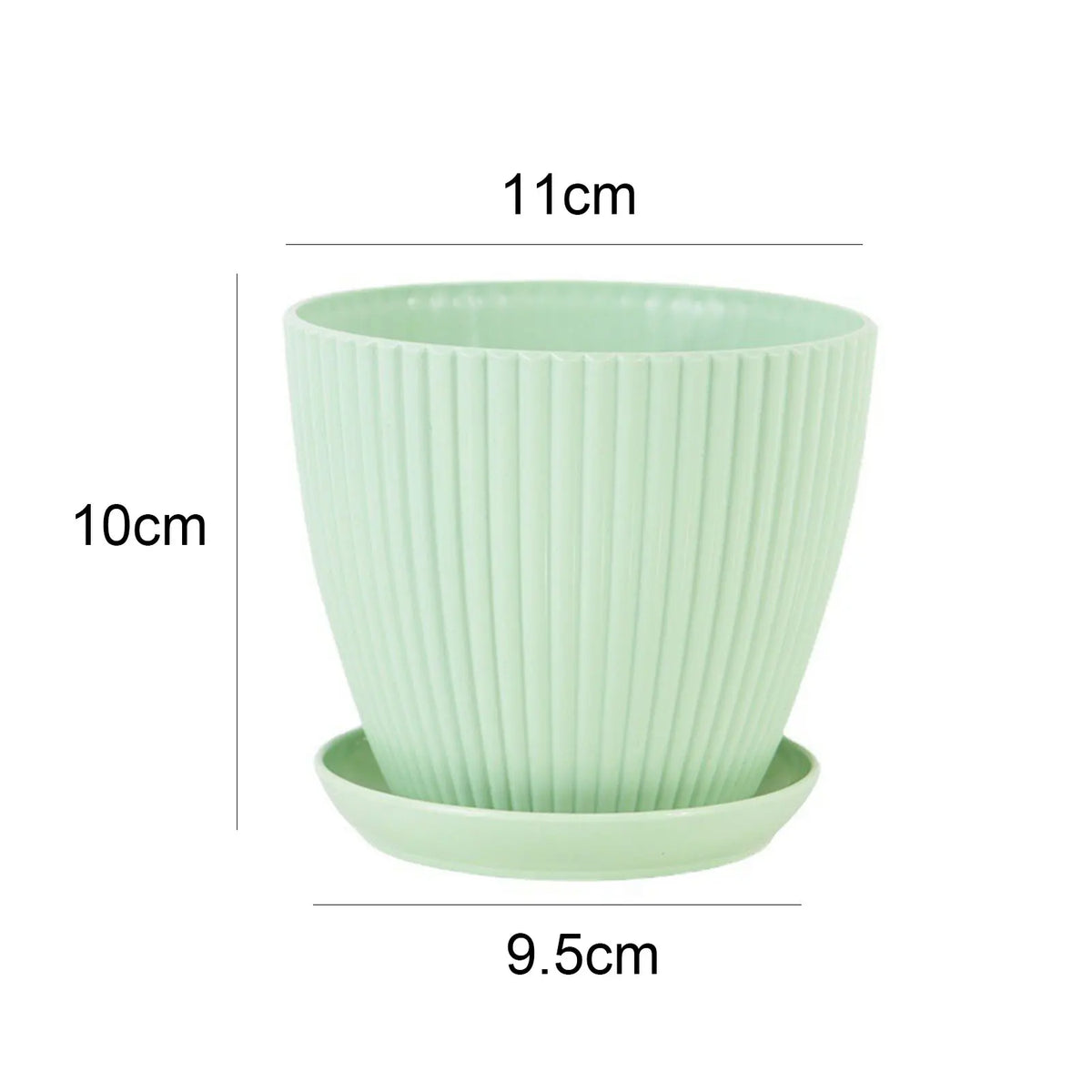 Plastic Flower Pot Succulent Plant Pot with Tray Green Dill Round Double Layer Small Flowerpot Home Office Desktop Decoration