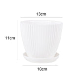 Plastic Flower Pot Succulent Plant Pot with Tray Green Dill Round Double Layer Small Flowerpot Home Office Desktop Decoration