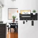 Rustic Wood Key Holder with Shelf Wall Mounted Decorative Key Rack And Mail Organizer 6 Key Hooks for Living Room Entrance