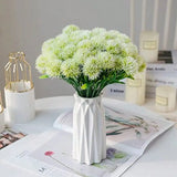 8434-Fake Dandelion Flowers White 10 Pcs,Artificial Plants Plastic Shrubs Bushes Decor Faux Stems Outdoor Indoor Home Garden Party Wedding DIY Planting Filler Decoration