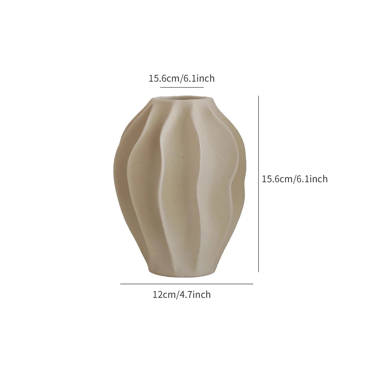 Beige Ceramic Vase with a High-End Feel and a Light Luxury Wave, Decorated with Yang Peach Flowers