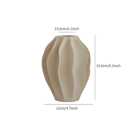 Beige Ceramic Vase with a High-End Feel and a Light Luxury Wave, Decorated with Yang Peach Flowers