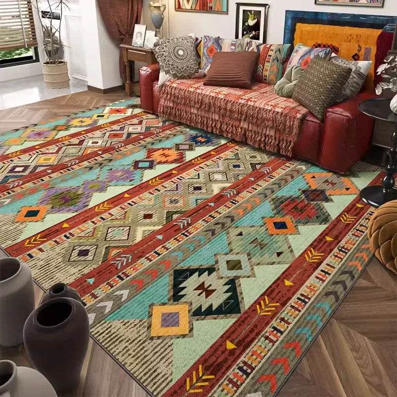 Carpet for Living Room Retro Bohemian Floral Abstract Large Area Rug Home Decoration Pastoral Ethnic Style Bedroom Mat ковер