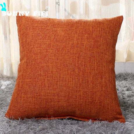 Home Cotton and Linen Cushion Cover 45x45CM Solid Color Yellow Gray Blue Green Orange White Decorative Pillows Case