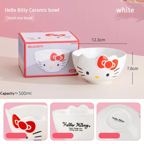 For Sanrio Ceramic Rice Bowls 5Inch Cute for Melody& Cinnamoroll& Kuromi Kids Tableware Home Cartoon Anime Relief Bowl for Gift
