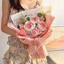 Knitted Flower Bouquet Crochet Rose Flowers Hugging Bucket New Year Gifts Living Room Desk Decoration Mother's Day Gift