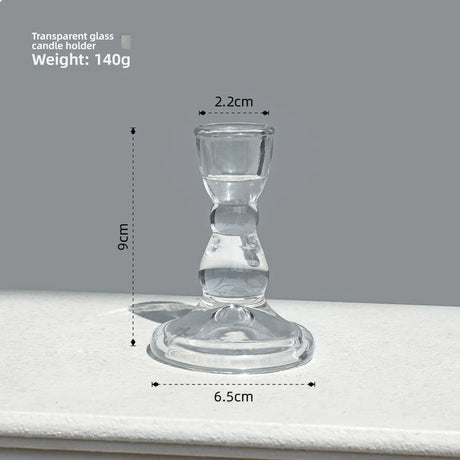 Glass Candle Wick Holder Clear Pillar Table Design Candlestick for Dining Decor