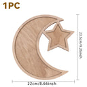 Wooden Moon Star Tray Dessert Snack Plate Serving Platter Home Decor Ornament for Festival Birthday Party Easter Gift