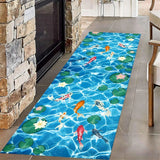 2D Ocean World Long Runner Rug Shark Coral Reef Fish Print Carpet Soft Non-Slip Underwater Adventure Home Decor Hallway Mat