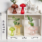 Transparent Glass Mushroom Vase - Hydroponic Planter for Home & Garden, Cute Round Pot Summer Plants Battery-Free