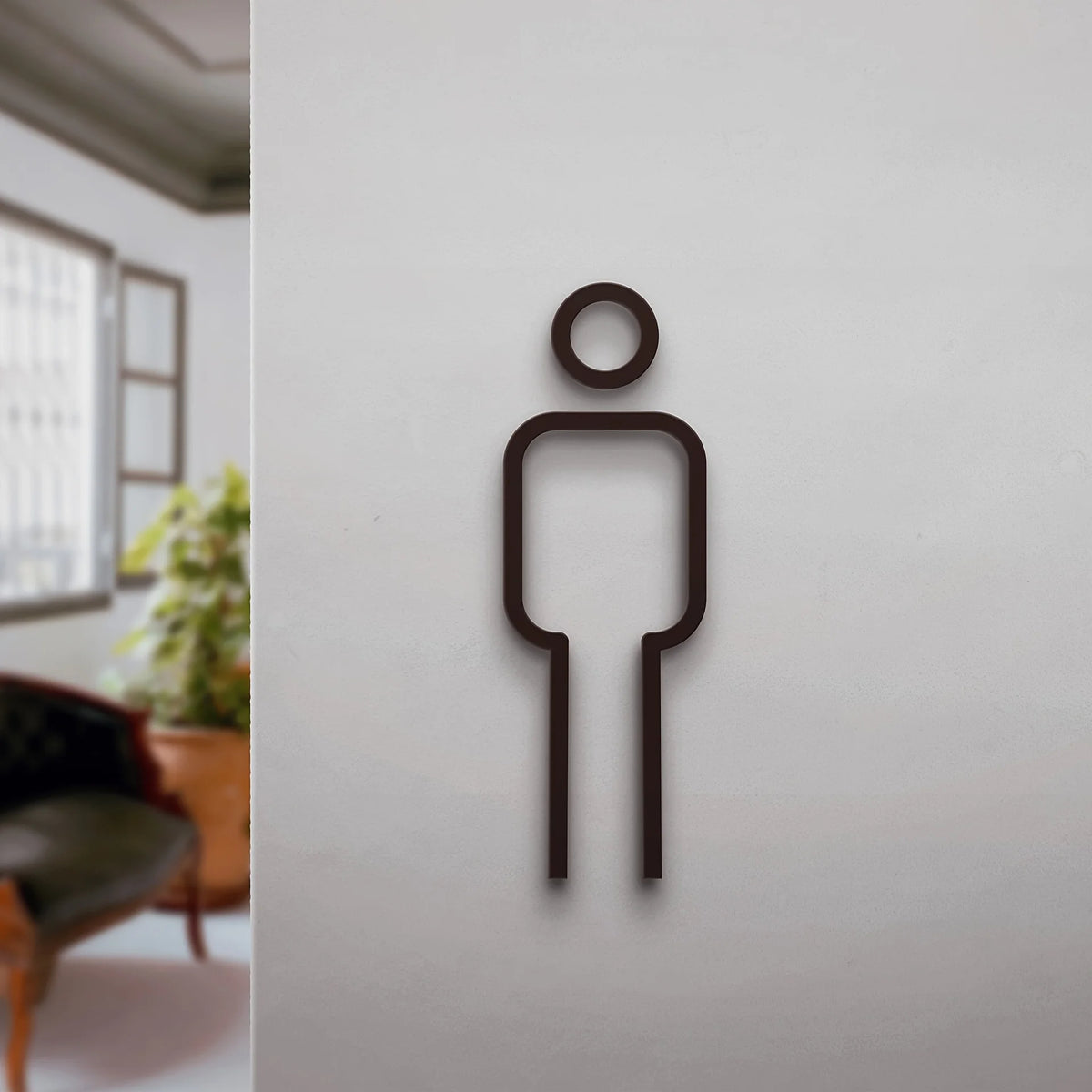 1pc 3D Acrylic Restroom Sign, Unisex - Black and Golden, Easy Door Mount for Hotels and B&Bs, Plastic Material