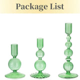 3Pcs Glass Candlestick Holders Glass Taper Candle Holders Groovy Wavy Elegant Candle Stick for Home Party Decoration