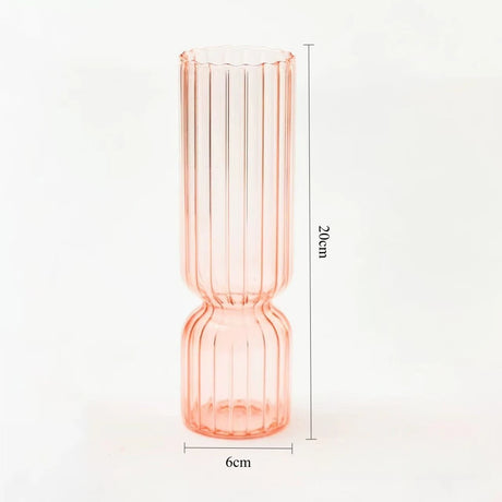 Nordic Creative Striped Colorful Vase Fashion Retro Glass Vase Decoration Ornament Hydroponic Vase for Home Office Decoration