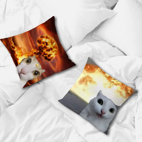 Cushion Cover Comfort Soft Cat Funny Pillowcase Sofa Meme Living Room Home Gift Office Decor Protective Covers