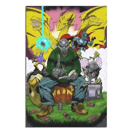 MF Doom Comic Album Poster Aesthetic Rapper Hip Hop Rock Music Band MM Food Mask Canvas For Wall Art Room Decor Home Decoration