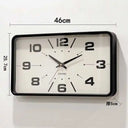 Win Elegant Simple Modern Japanese Style Metal Wall Clock New Silent Rectangular Home and Office Clock for Living Room