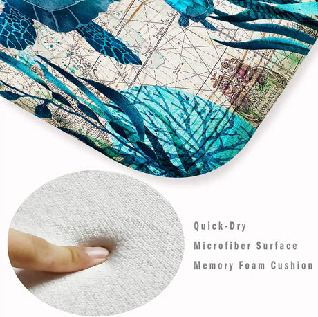 Coastal Sea Turtle Ocean Life Runner Rugs Decor Kitchen Hallway Balcony Floormat Bedroom Entrance Doormat Bath Non-Slip Foot Pad