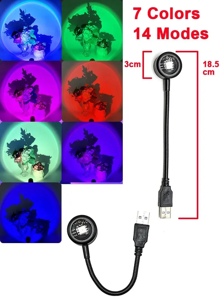 MeeToo USB Sunset Mood Lamp Led Projector Neon Night Light for Living Room Decor Bedroom Background Photography Wall Atmosphere