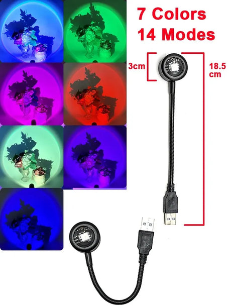 MeeToo USB Sunset Mood Lamp Led Projector Neon Night Light for Living Room Decor Bedroom Background Photography Wall Atmosphere