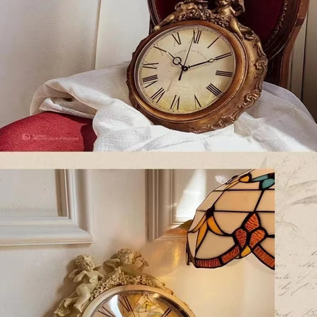 European Retro Living Room Decoration Wall Clock American Classical Nostalgic Wall Clock Restaurant Angel Clock Ornaments Gift