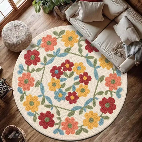 Round Mandala Carpet Mat Rug Bohemian Ethnic Home Decoration Non-slip Handwoven Colorful Geometric Living Room Floor Mat