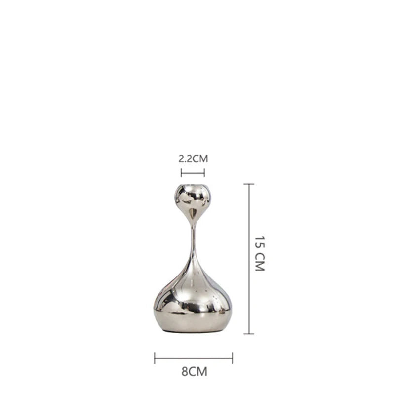 Silver Candle Holder, Metal Candlestick Romantic Art Table Decoration For Home Dining , Wedding Photography Props