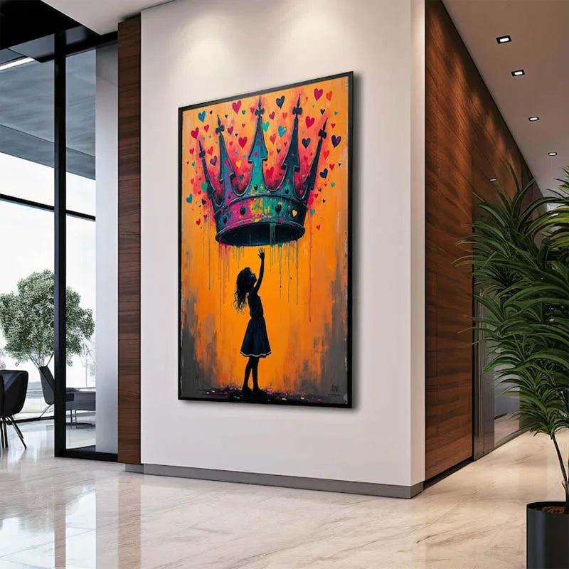 Girl with Heart Balloon Canvas Print, Graffiti Street Art, Colorful Balloon Girl Vibrant Heart-Shaped, Urban Street Art Decor