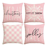 1/4pcs Christmas Pillow Cover, Pink Printed Cushion Cover, Farmhouse Decorative Sofa, Christmas Decoration (without Pillow Core)