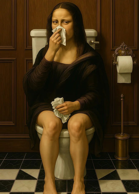 Mona Lisa Funny Toilet Canvas Print Poster Vintage Abstract Art Figure Painting Wash Room Toilet Hallway Wall Art Home Decor