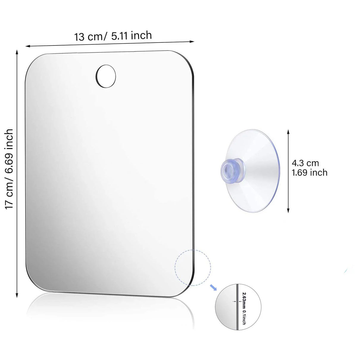 Big Size Acrylic Mirror Bathroom Tools Shower Shaving Washroom Accessories Fogless Fog Free Travel Mirror Unbreakable