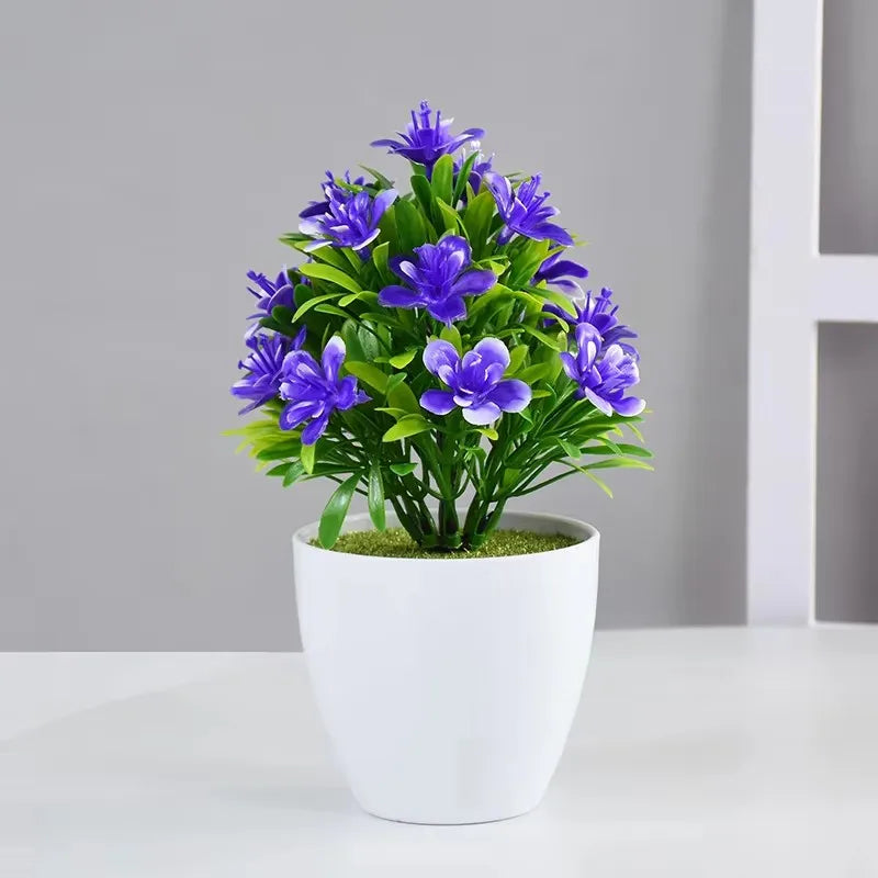 1pc Artificial Potted Plant Small Bonsai Flowers Pot Simulated Tree Ornaments Wedding Home Hotel Office Table Decor Fake Plants