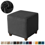 Velvet Square Ottoman Cover Soft Elastic Footrest Slipcovers for Living Room House Pouf Stool Covers Furniture Protector Case