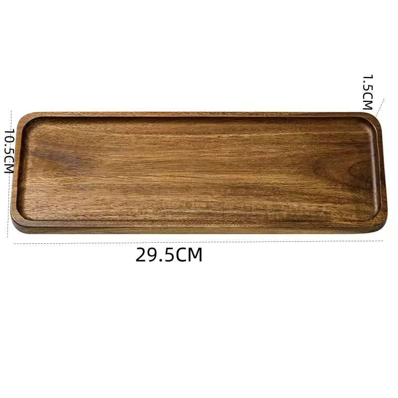 Natural Wooden Tray Rectangular Plate Fruit Snacks Food Storage Trays Hotel Home Serving Tray Decorate Supplies