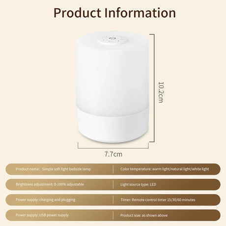 Bedside LED Touch Night Lights Dimmable Rechargeable Desktop Table Lamp For Reading Desk Bedroom Bedside Decoration Lighting