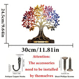 1 Piece 2D Wooden Hanging Decoration with Household Key Hook Tree of Life Pattern Wooden Key Hangers Wall Mount Room