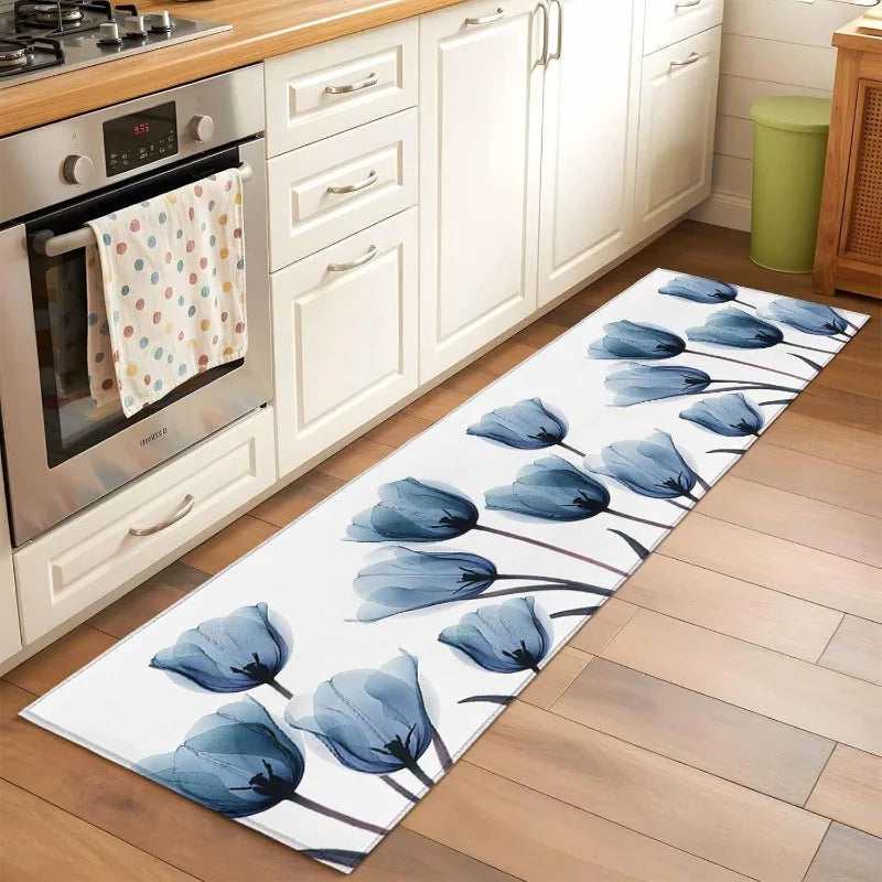 Bohemian Flower Runner Rugs Colorful Floral Pattern Carpet Fresh Natural Design Long Floor Mat for Bedroom Kitchen Laundry Room