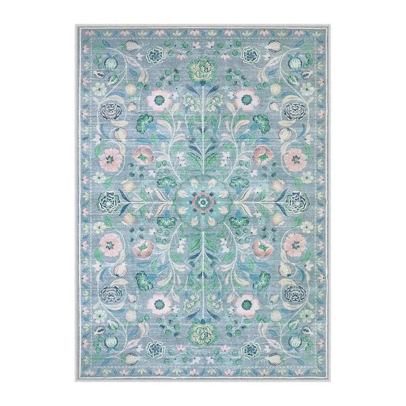 Living Room Carpet Non-slip Soft Machine Washable Floor Mat Bohemian Pink Floral Rug Bedroom Home Decoration Mats Washable Rugs