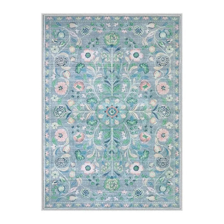 Living Room Carpet Non-slip Soft Machine Washable Floor Mat Bohemian Pink Floral Rug Bedroom Home Decoration Mats Washable Rugs