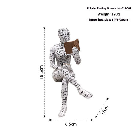Nordic Book Lover Statue - Reading Person Resin Sculpture for Bookshelf Decor, Study Desk Ornament Minimalist Craft Decor