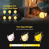 Cute Axolotl Night Light Silicone Nursery Sleeping Lamp Touch Control Nightlights USB Rechargeable Table Lamp for Child